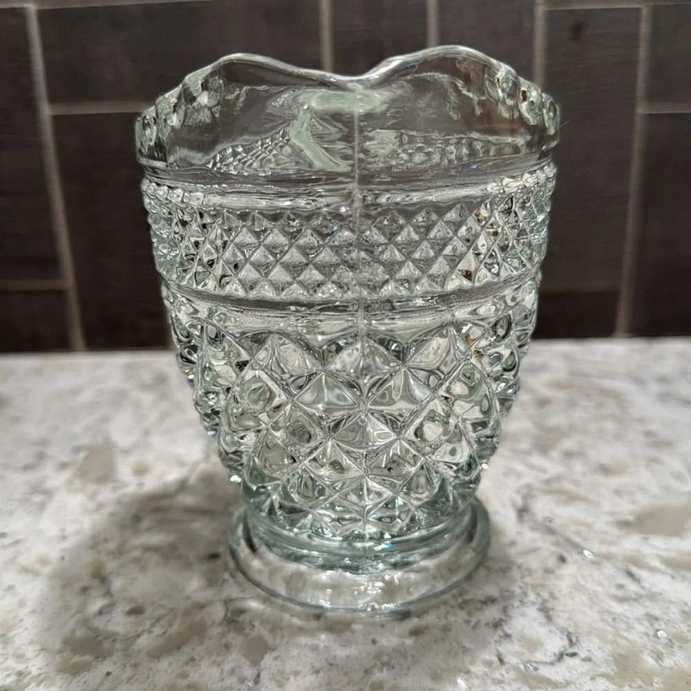 VINTAGE 1960’s~BEAUTIFUL COVERED SUGAR BOWL & CREAMER~ WEXFORD CLEAR PATTERN~G11